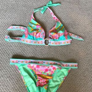 VICTORIA'S SECRET Green/Pink Pattern BIKINI